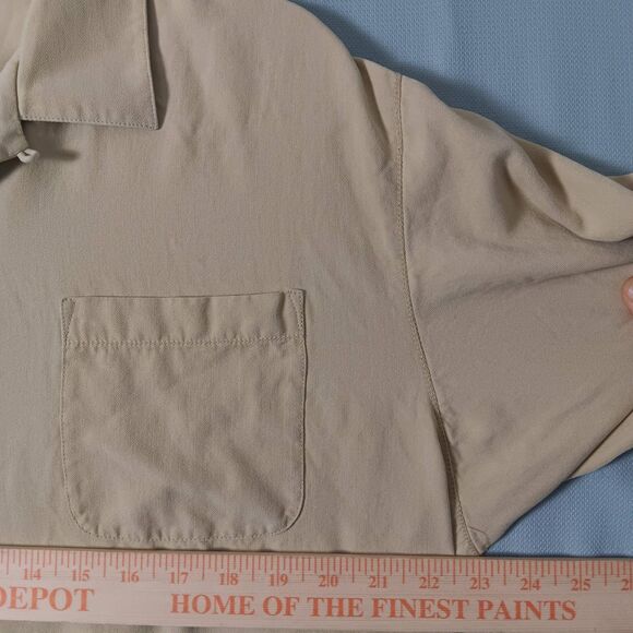 Tommy Bahama Mens XL 100% Silk Shirt  Island Button Up Classic Beige Throwback - Picture 11 of 14